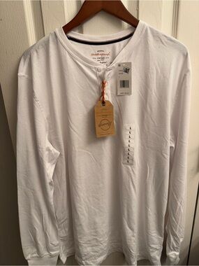 Weatherproof Men’s White Long-Sleeve Henley Shirt with Tag